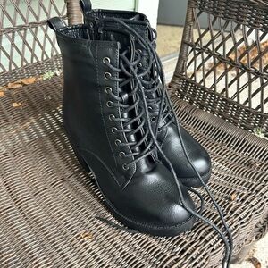Stylish Black Lace-Up Ankle Boots